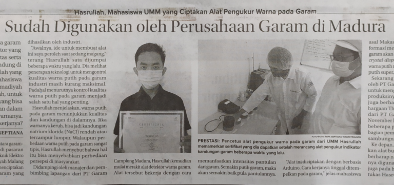 Mahasiswa Teknik Elektro UMM Ciptakan Alat Pengukur Warna pada Garam Industri